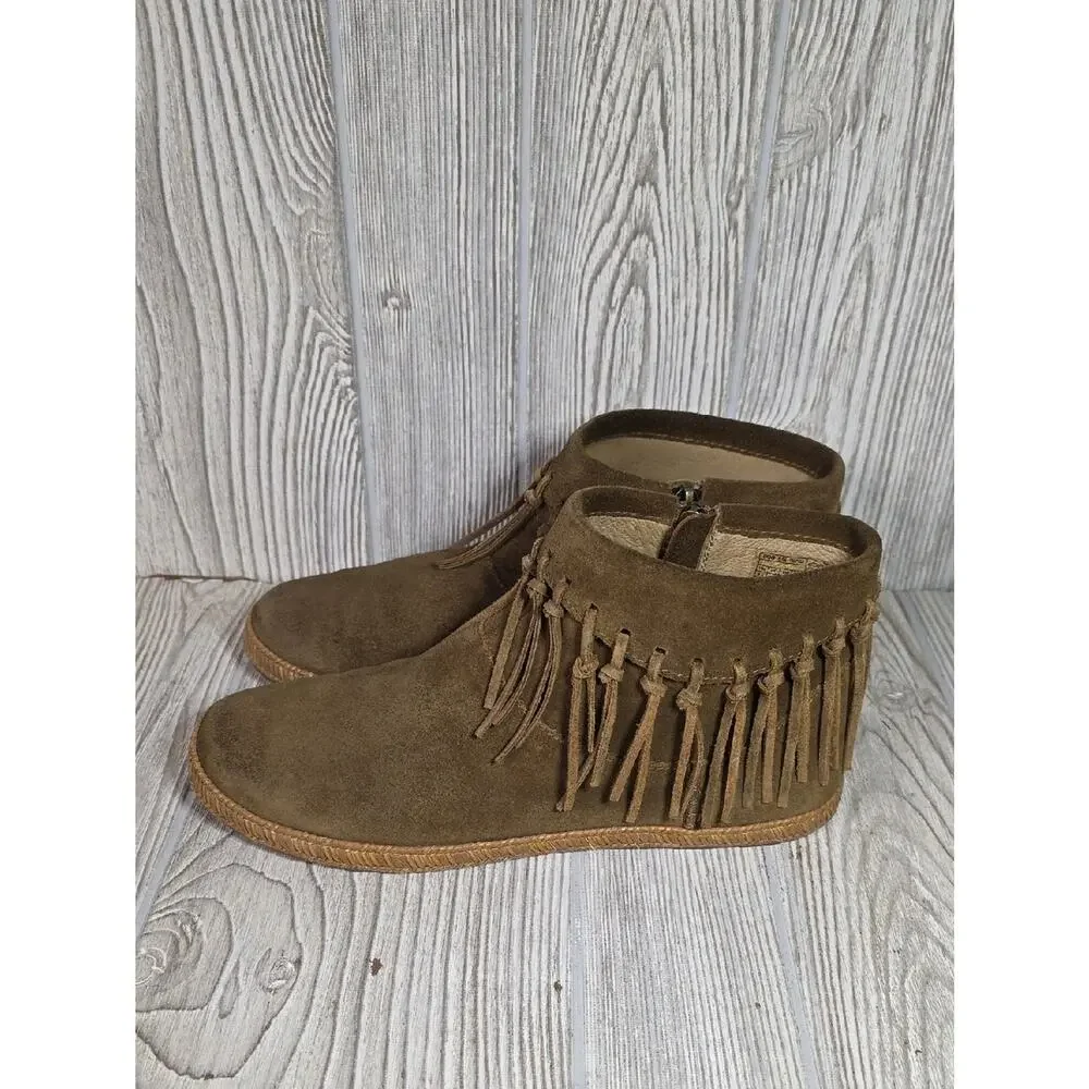 UGG Shenandoah Fringe Brown Suede Ankle Boots Womens Size 8.5